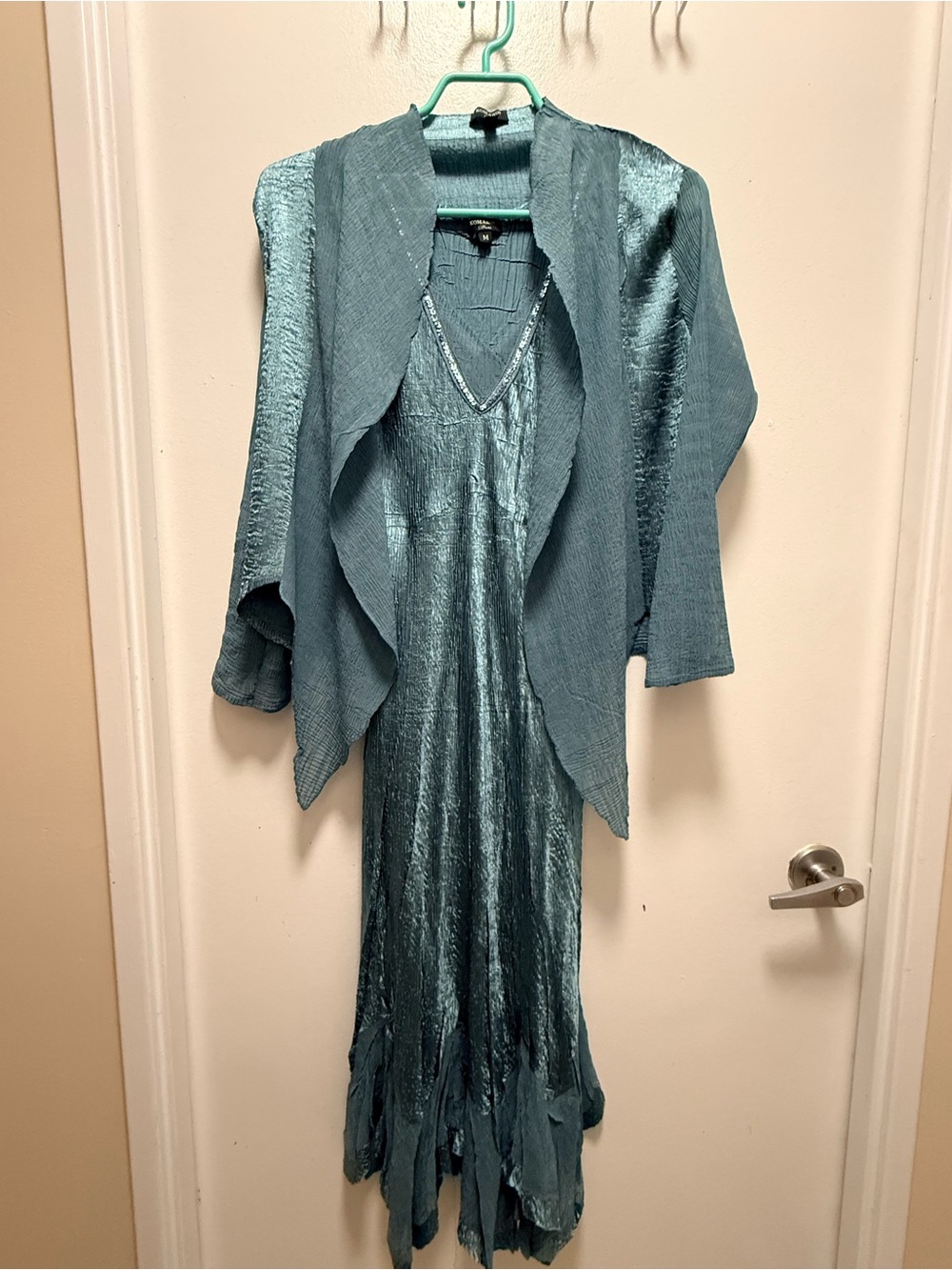 Komarov Shimmery Teal Layered Dress Set